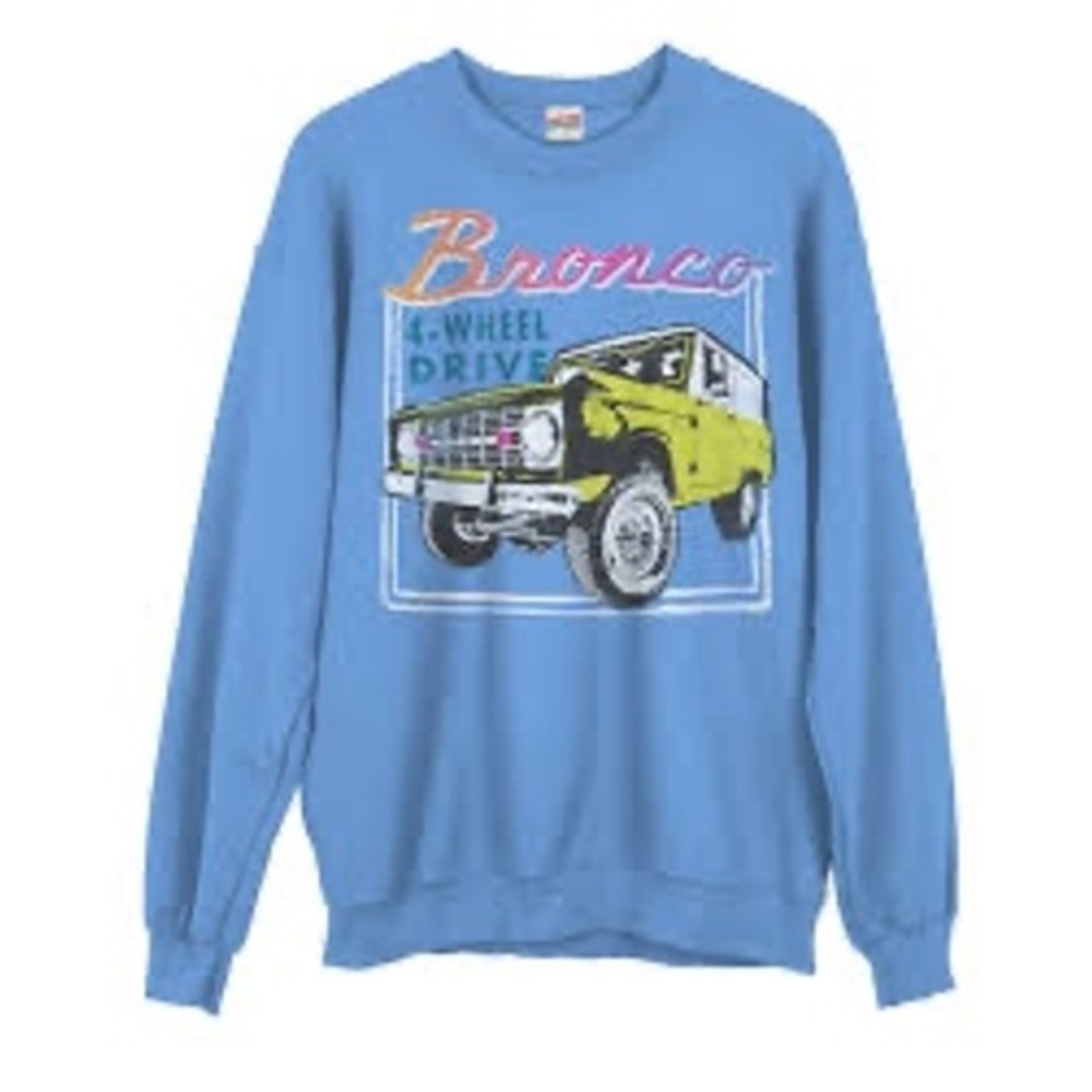 Junk Food Ford Bronco 4-Wheel Drive Graphic Sweatshirt Blue unisex Medium Retro